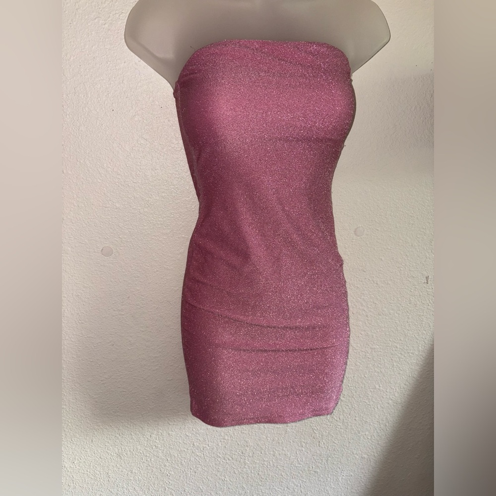 Pink Sparkly Mini Dress - Picture 2 of 3